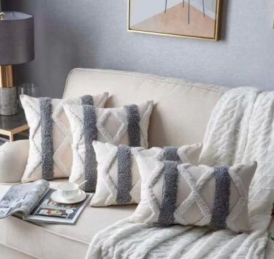 Handwoven Cotton Cushion Cover with Geometric Patterns