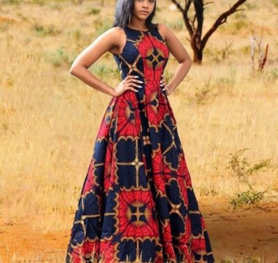 Kente Print Maxi Dress